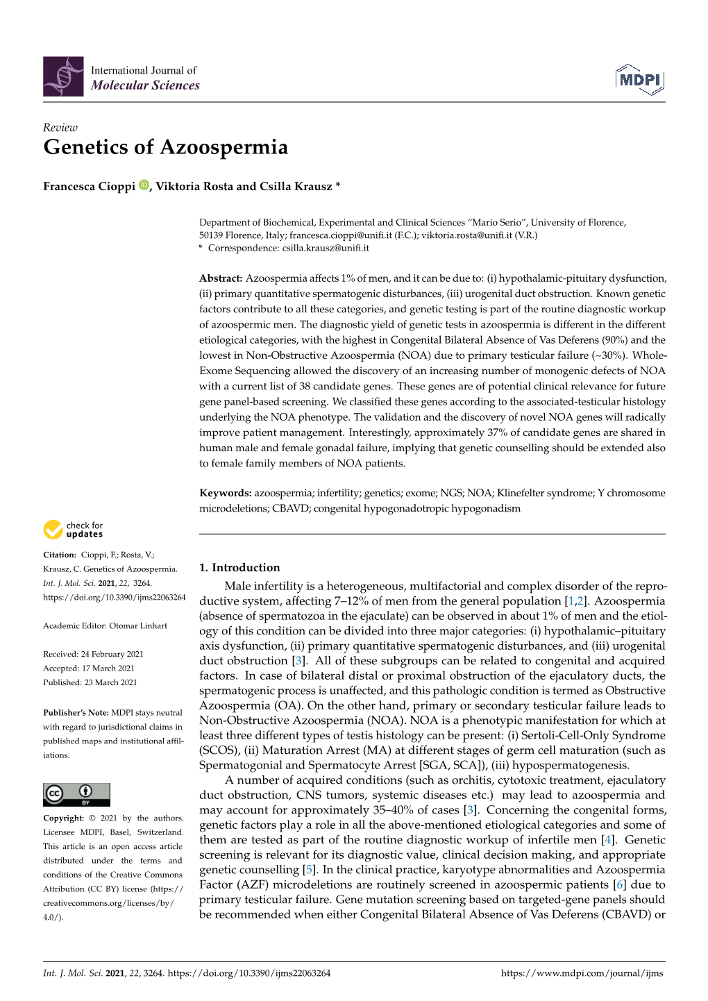 Genetics of Azoospermia