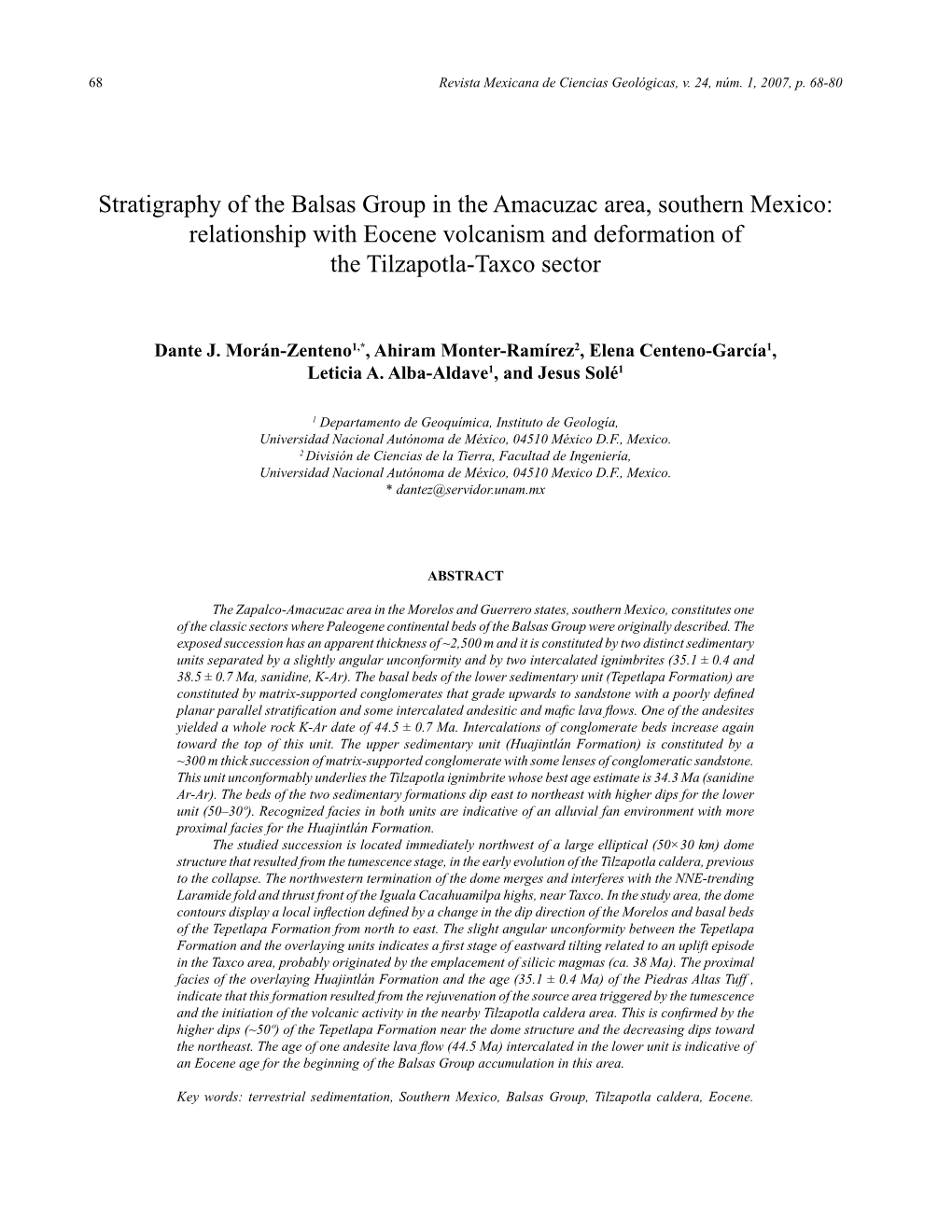 Relationship with Eocene Volcanism and Deformation of the Tilzapotla-Taxco Sector