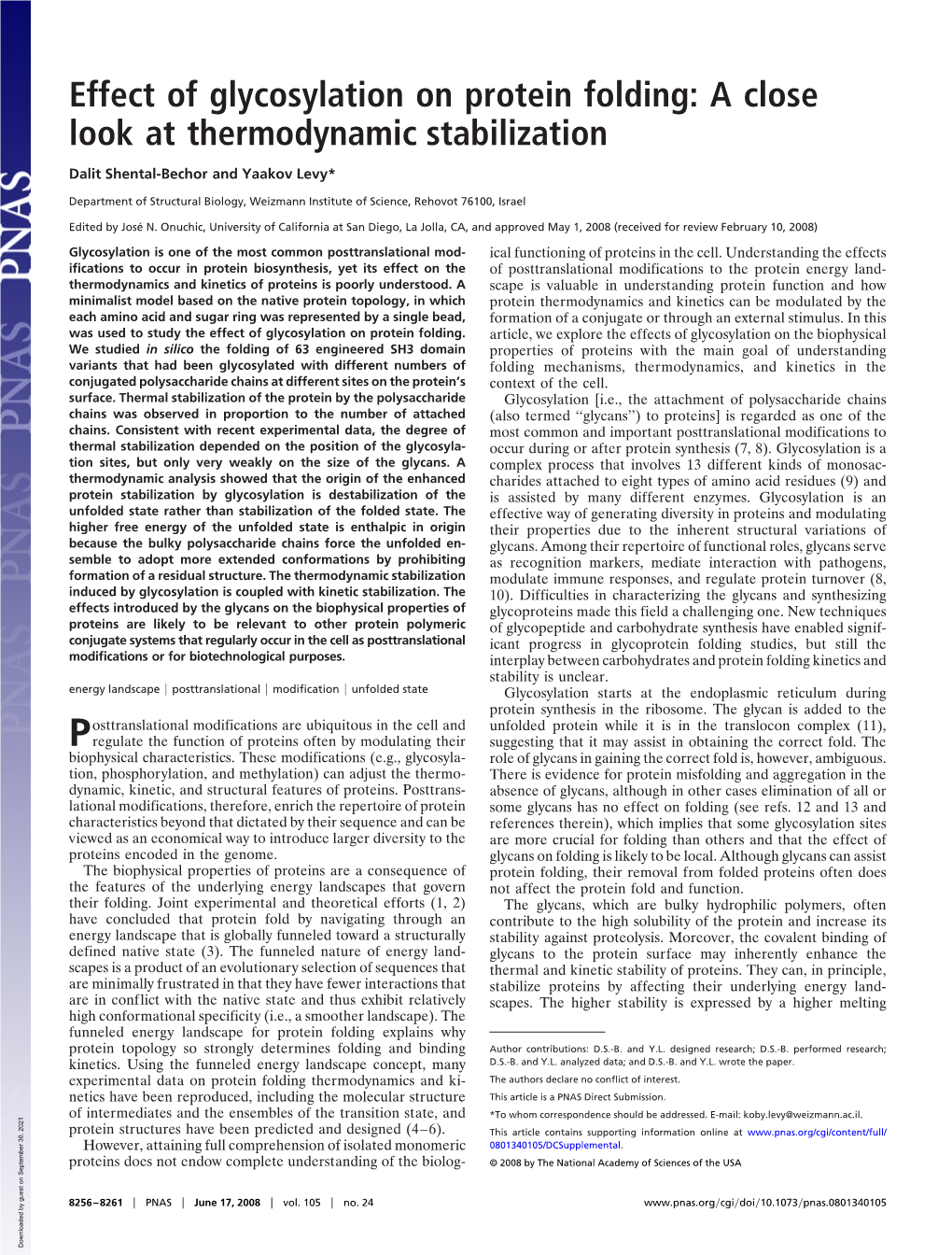 Effect of Glycosylation on Protein Folding: a Close Look at Thermodynamic Stabilization