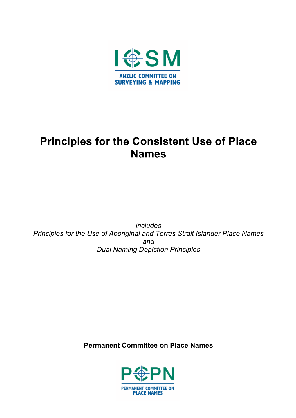 Principles for the Consistent Use of Place Names