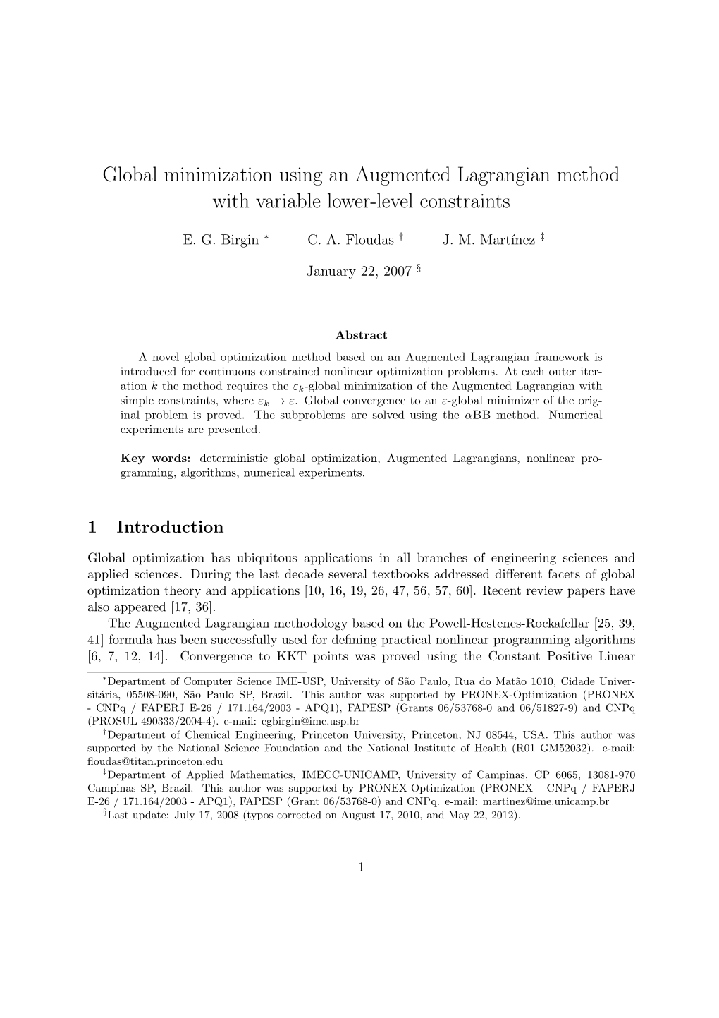 Global Minimization Using an Augmented Lagrangian Method with Variable Lower-Level Constraints