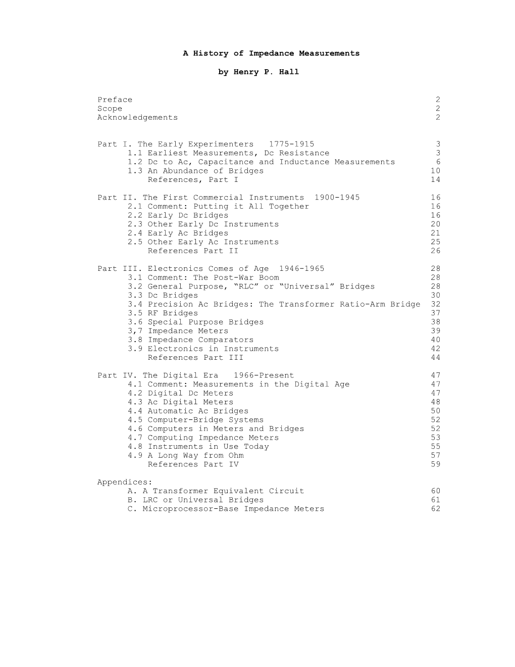 A History of Impedance Measurements