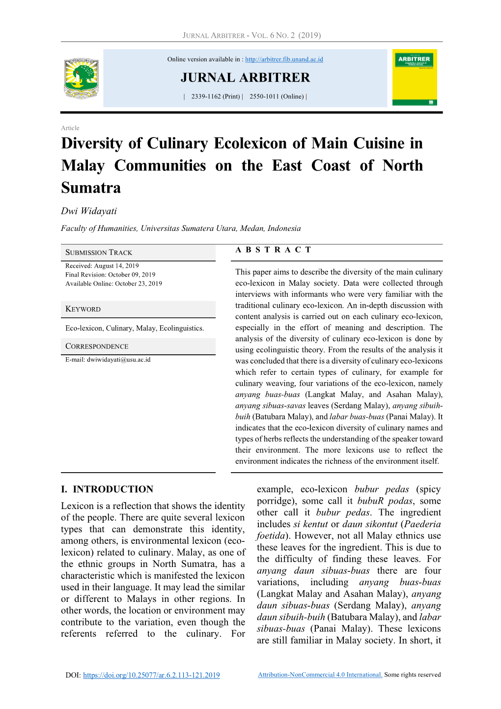 Diversity of Culinary Ecolexicon of Main Cuisine in Malay