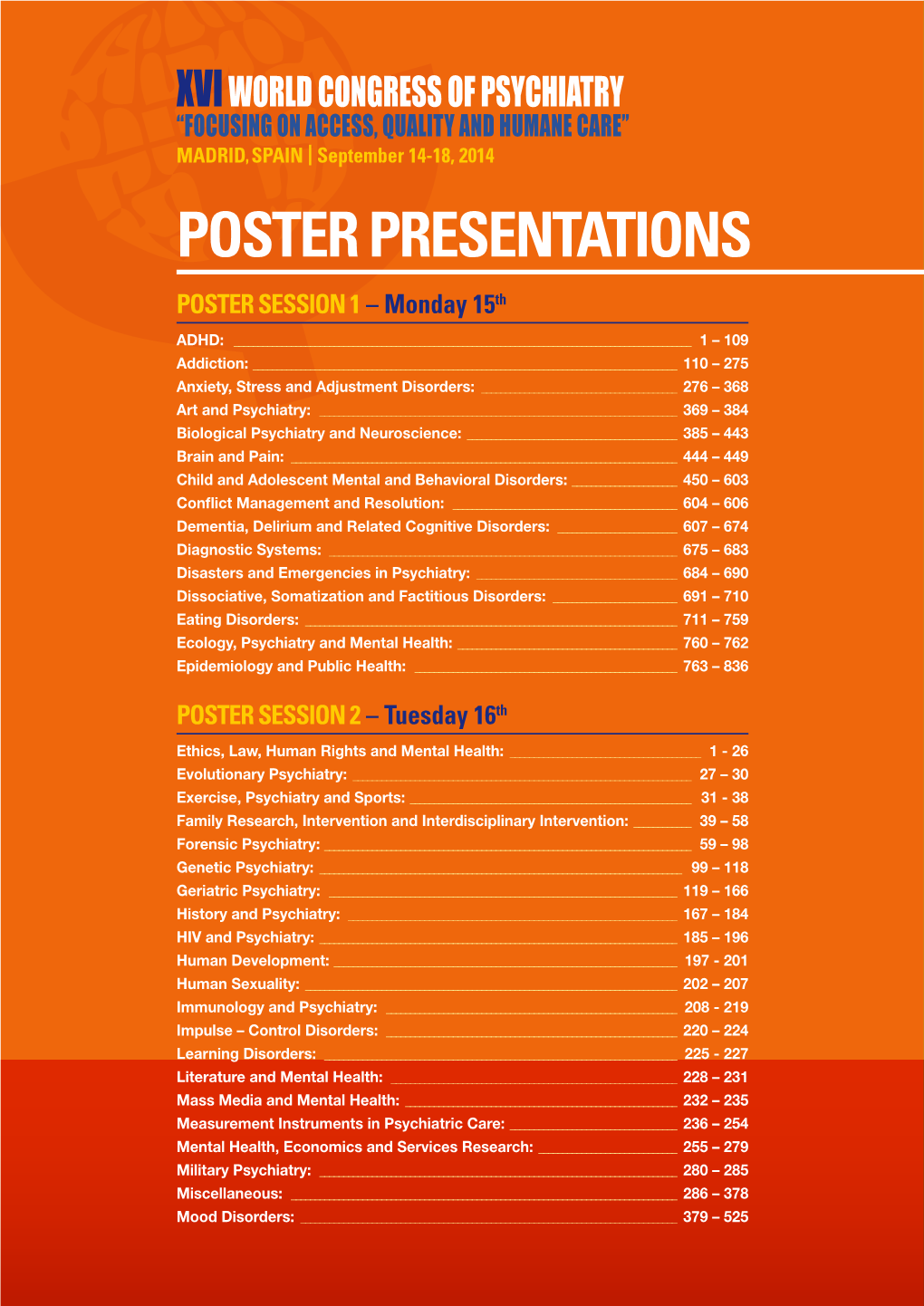 POSTER PRESENTATIONS POSTER SESSION 1 – Monday 15Th