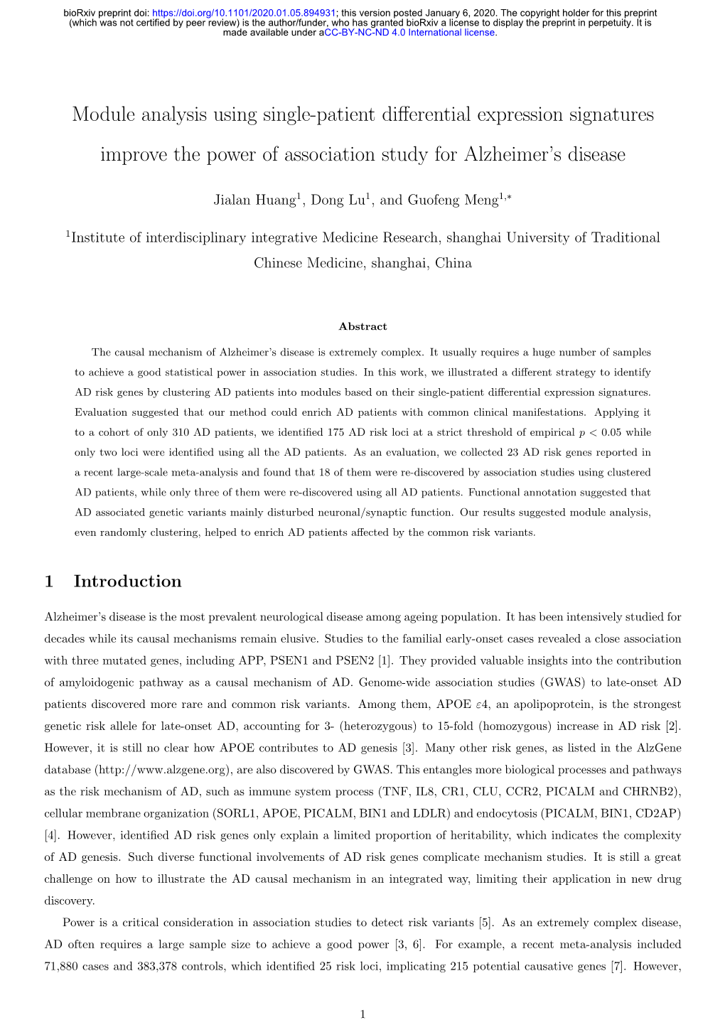 Module Analysis Using Single-Patient Differential Expression Signatures