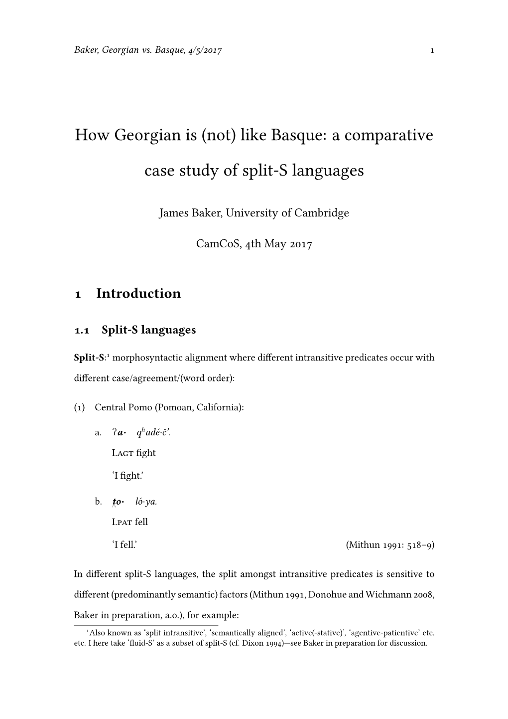 How Georgian Is (Not) Like Basque: a Comparative Case Study of Split-S