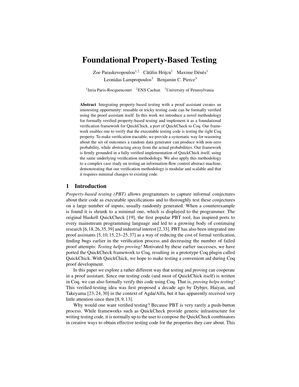 Foundational Property-Based Testing