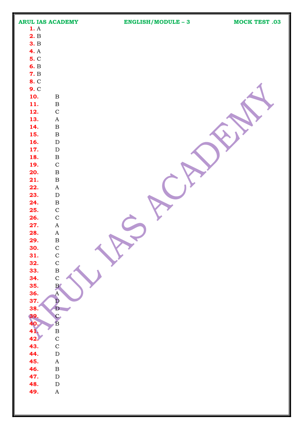 Arul Ias Academy English/Module – 3 Mock Test .03 1