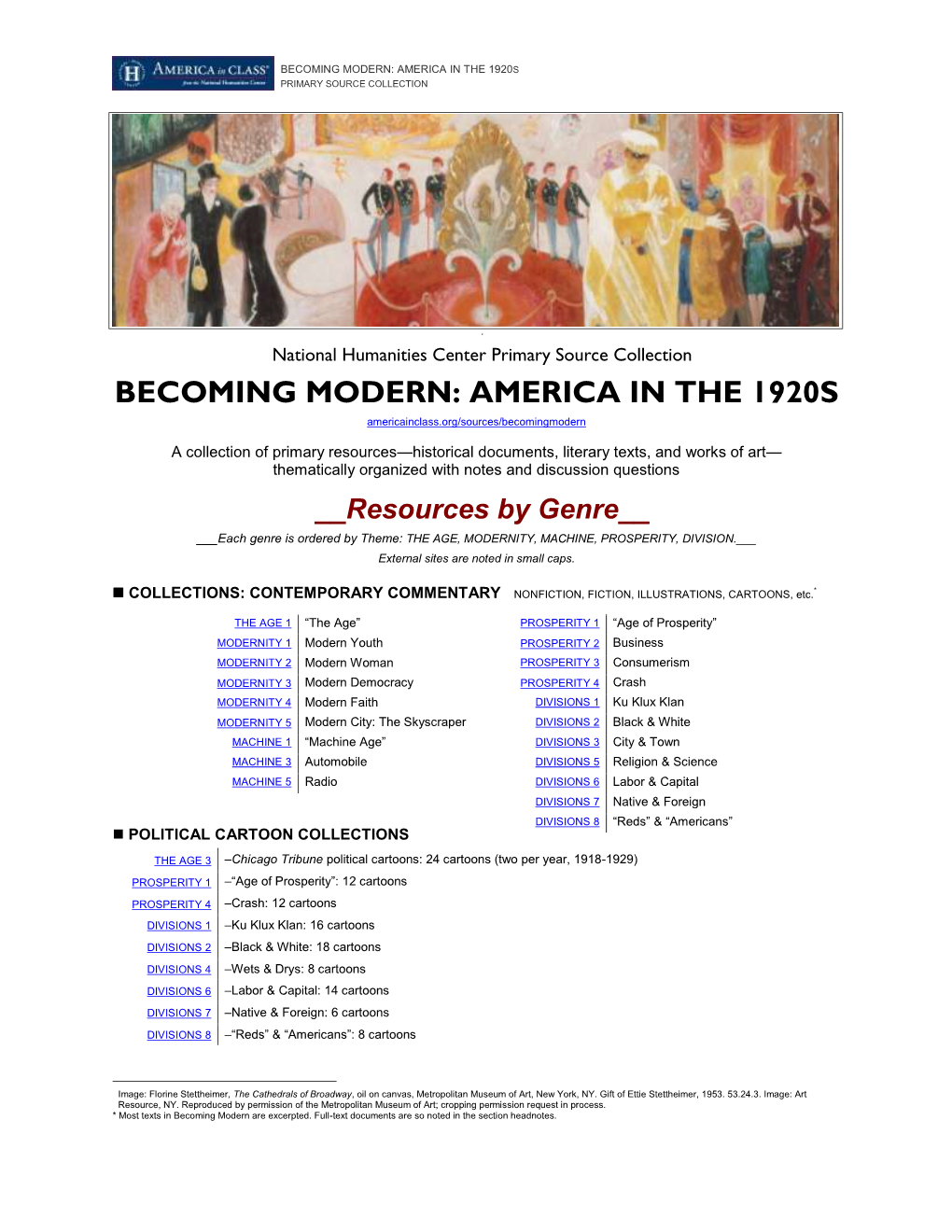 All Texts by Genre, Becoming Modern: America in the 1920S