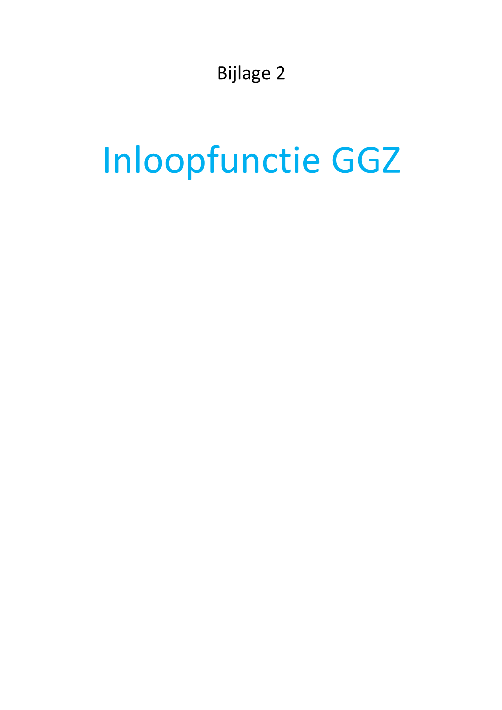 Notitie Inloopfunctie GGZ 2