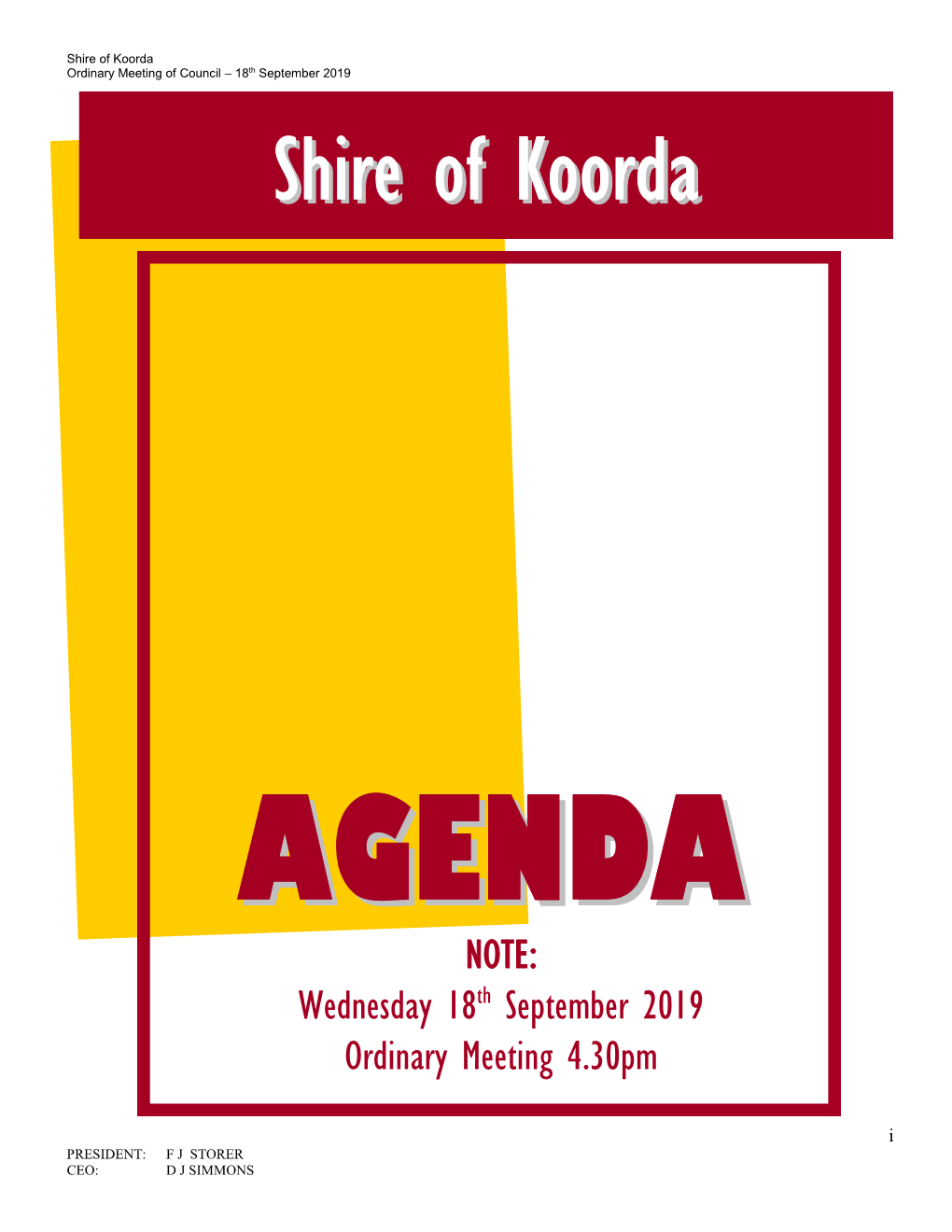 September 2019 Agenda