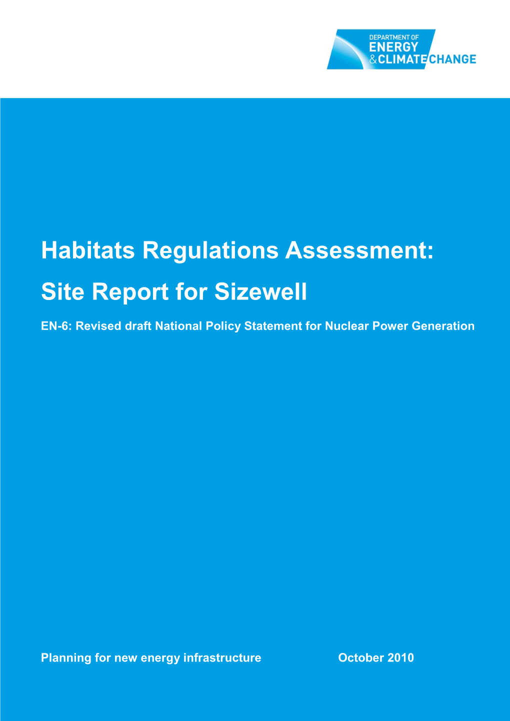 Habitats Regulations Assessment Site Report for Sizewell