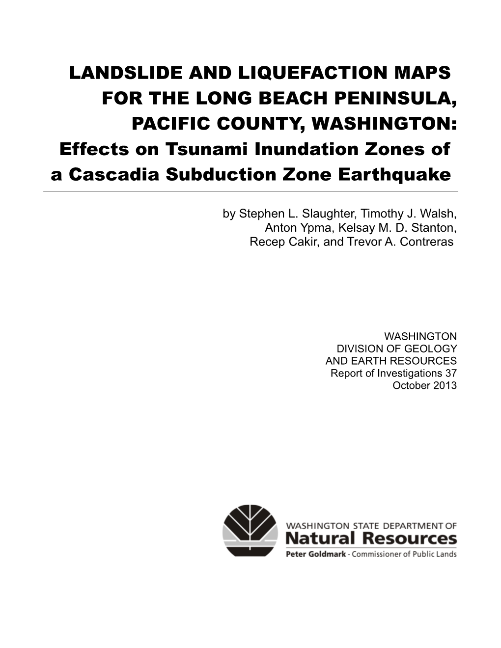 Landslide and Liquefaction Maps for the Long Beach Peninsula