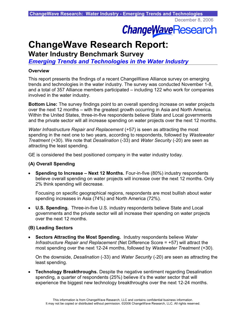 Changewave Research: Water Industry Emerging Trends and Technologies