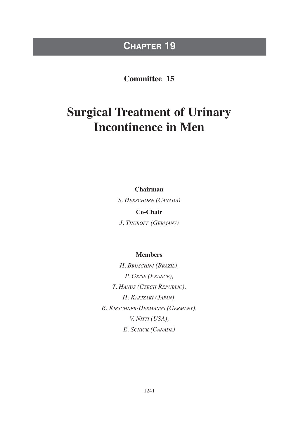 Surgical Treatment of Urinary Incontinence in Men