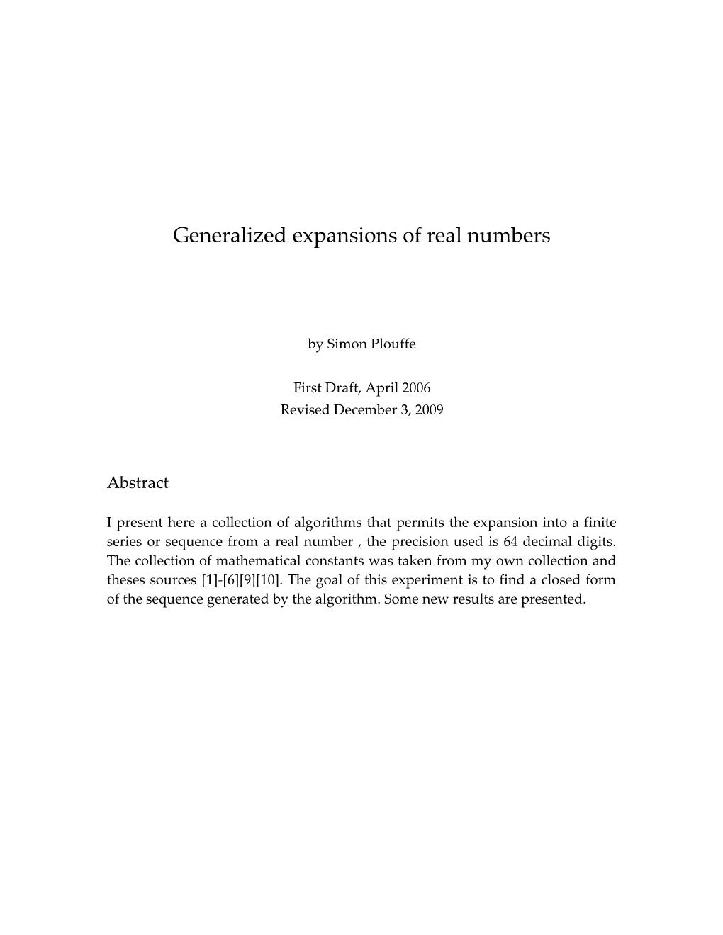 Generalized Expansions of Real Numbers