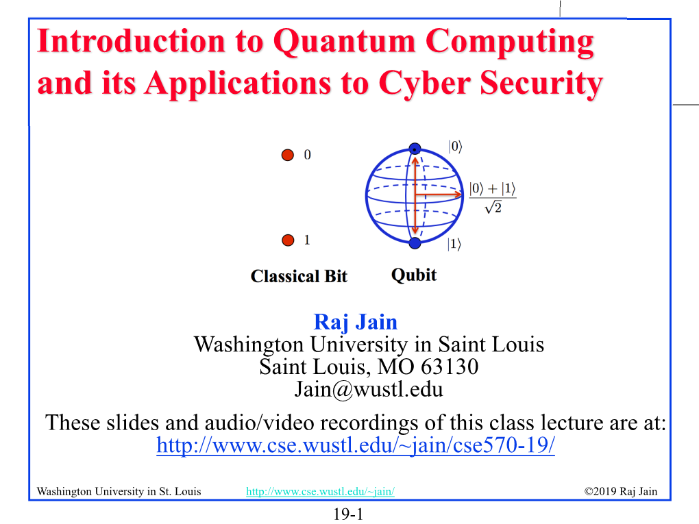 Introduction to Quantum Computing and Its Applications to Cyber Security