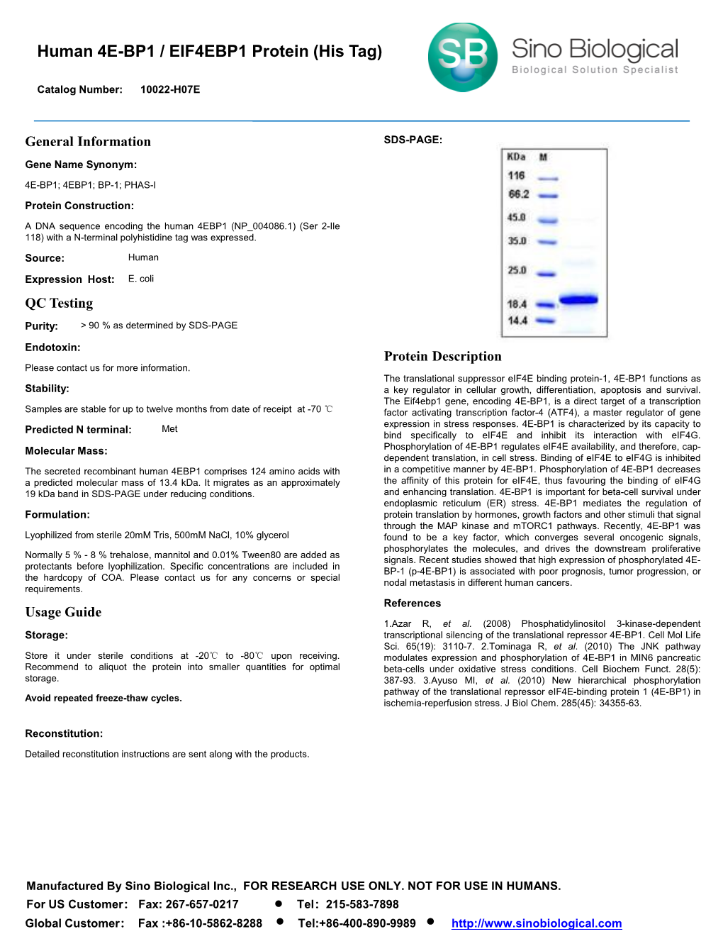 Human 4E-BP1 / EIF4EBP1 Protein (His Tag)