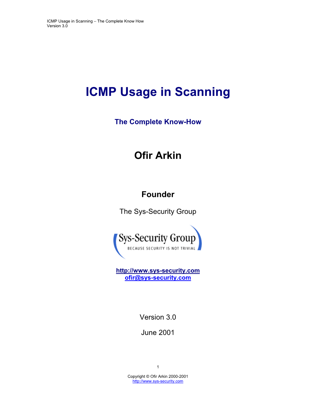 ICMP Usage in Scanning – the Complete Know How Version 3.0