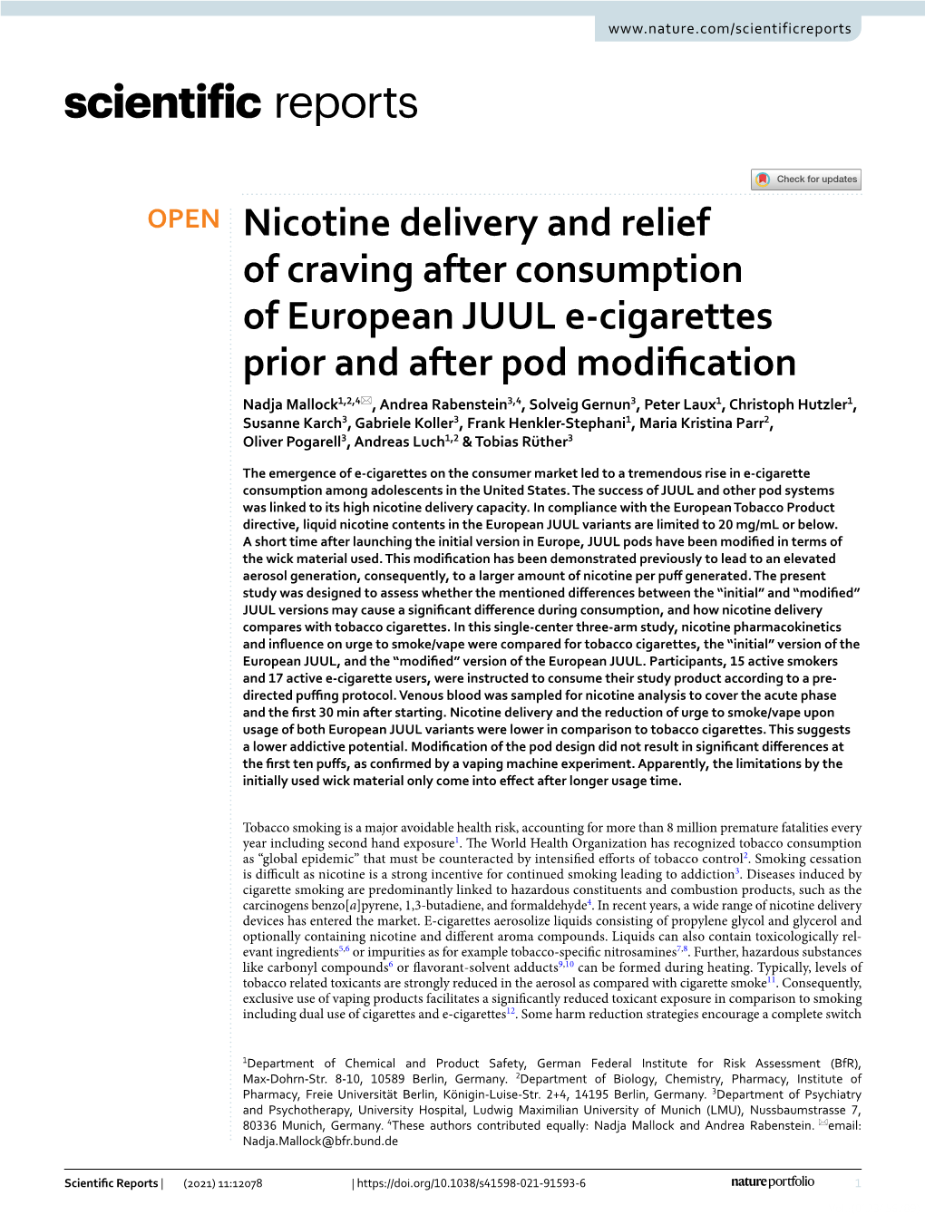 Nicotine Delivery and Relief of Craving After Consumption of European