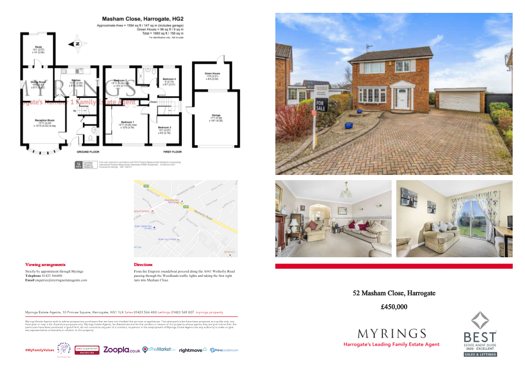 52 Masham Close, Harrogate £450,000 Myrings Estate Agents, 10 Princes Square, Harrogate, HG1 1LX Sales 01423 566 400 Lettings 01423 569 007 Myrings.Property