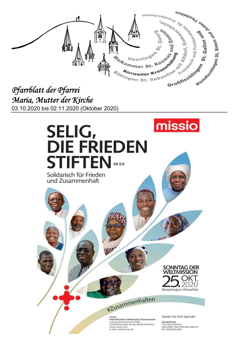 Pfarrblatt Der Pfarrei Maria, Mutter Der Kirche 03.10.2020 Bis 02.11.2020 (Oktober 2020)