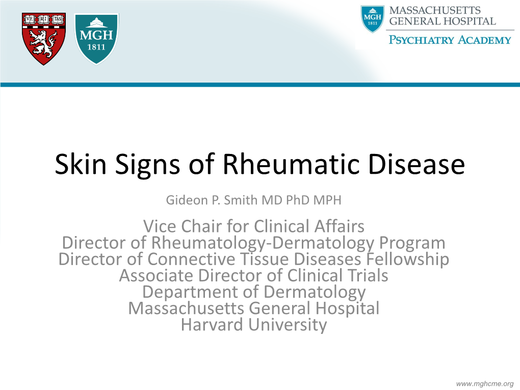 Skin Signs of Rheumatic Disease Gideon P