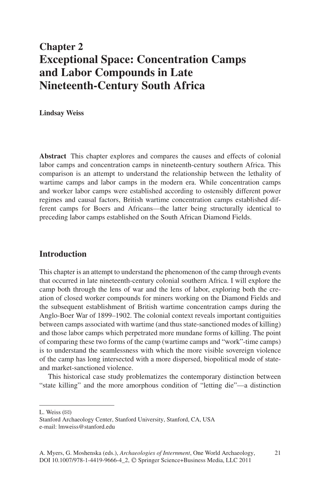 Concentration Camps and Labor Compounds in Late Nineteenth-Century South Africa