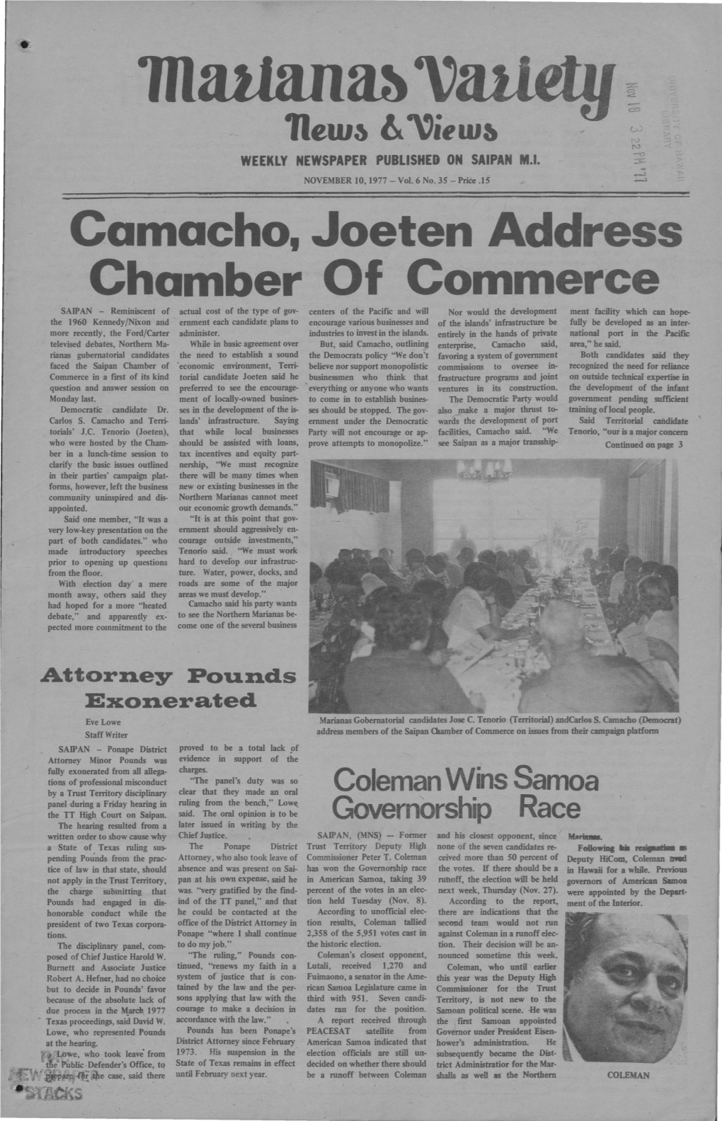 Camacho, Joeten Address Chamber of Commerce