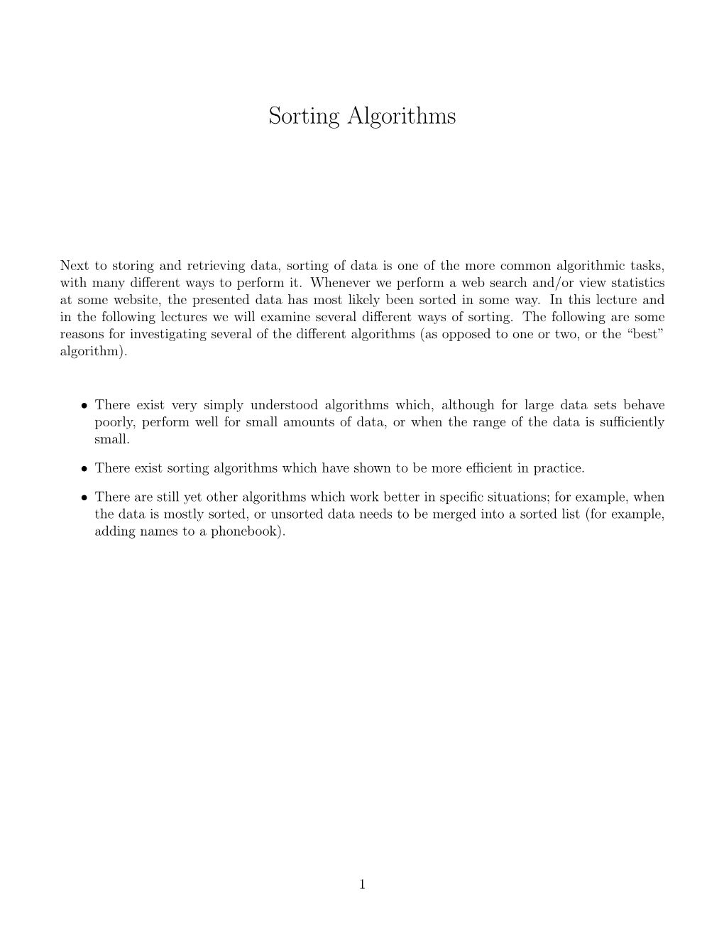 Sorting Algorithms