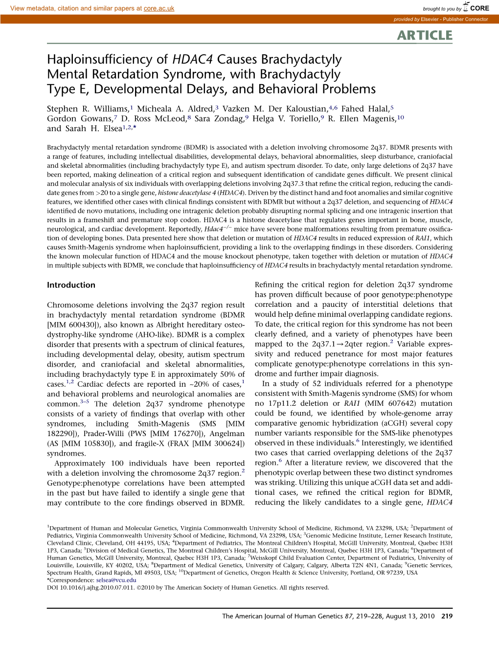 Cell Lines Or Lymphocytes Collected from Blood Via Trizol HDAC4 in Each of These Cases Revealed De Novo Mutations