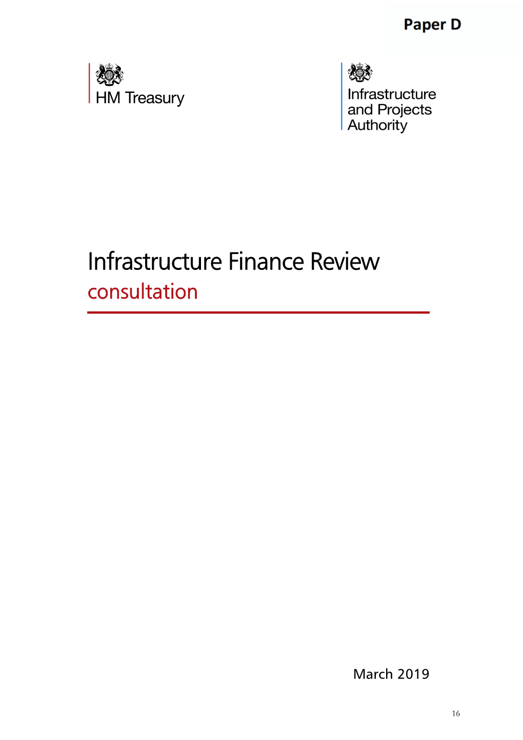 Infrastructure Finance Review Consultation