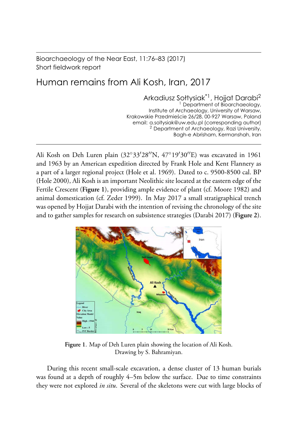 Short Fieldwork Report. Human Remains from Ali Kosh, Iran, 2017