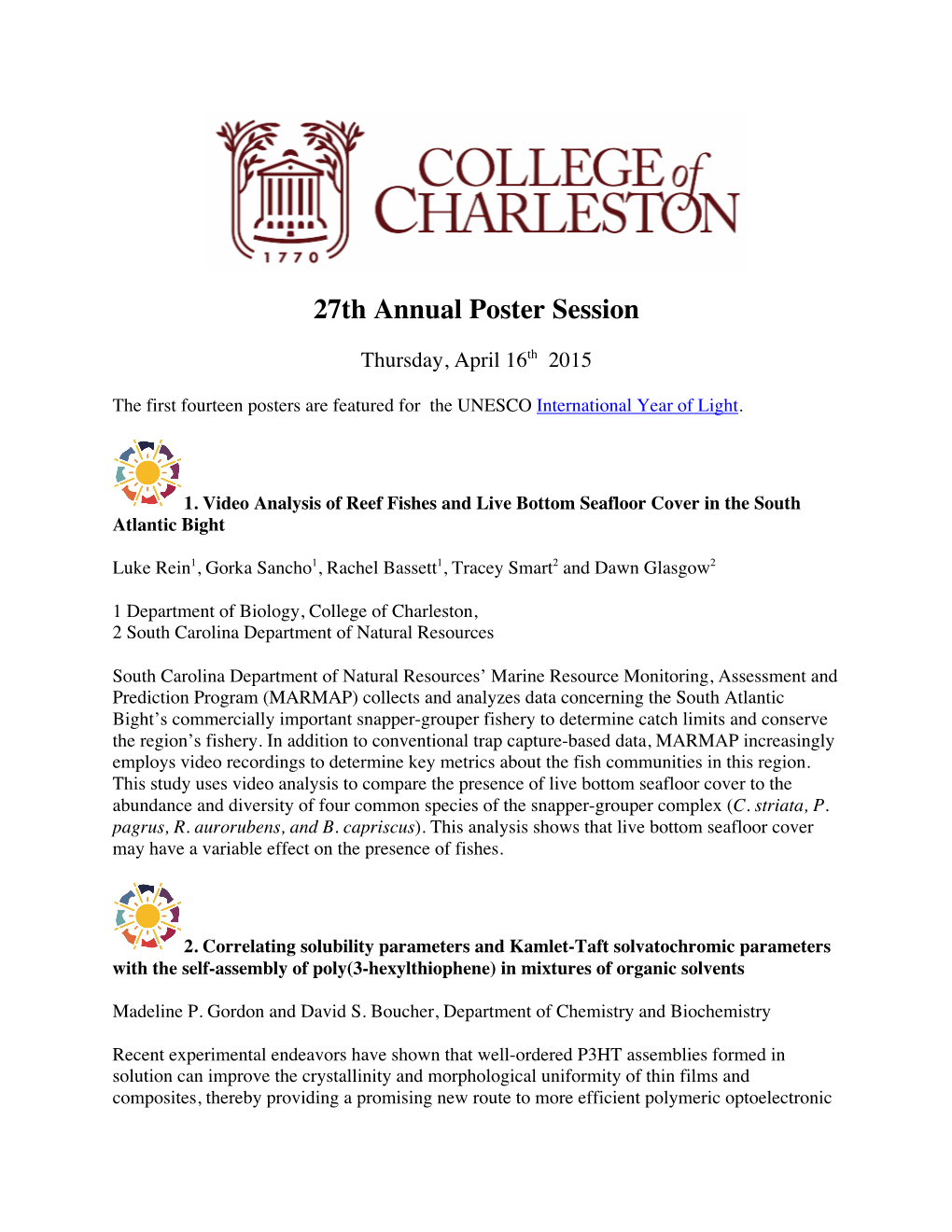 27Th Annual Poster Session