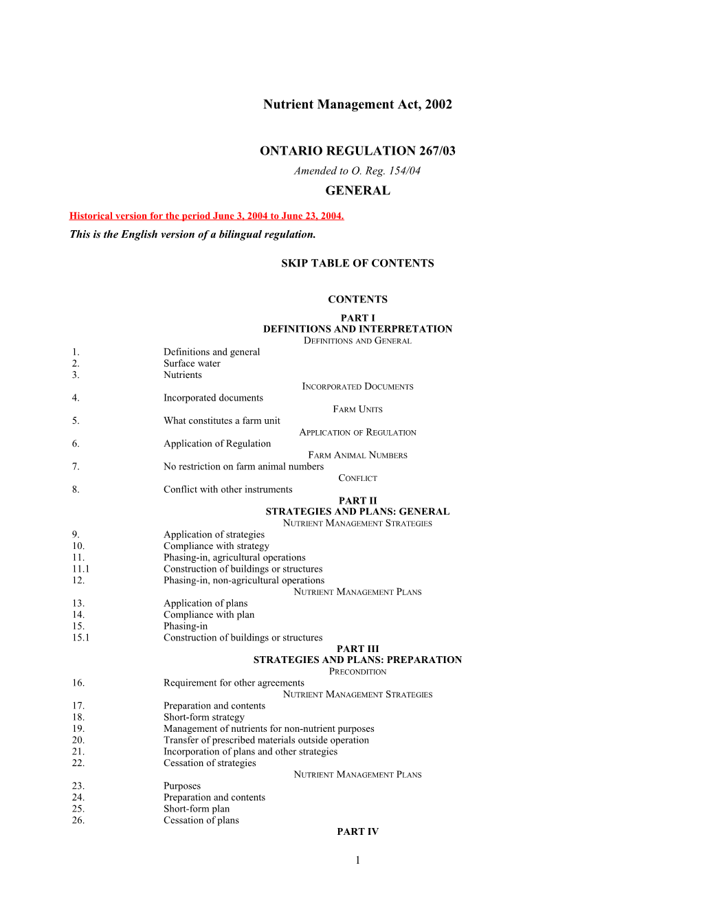 Nutrient Management Act, 2002 - O. Reg. 267/03