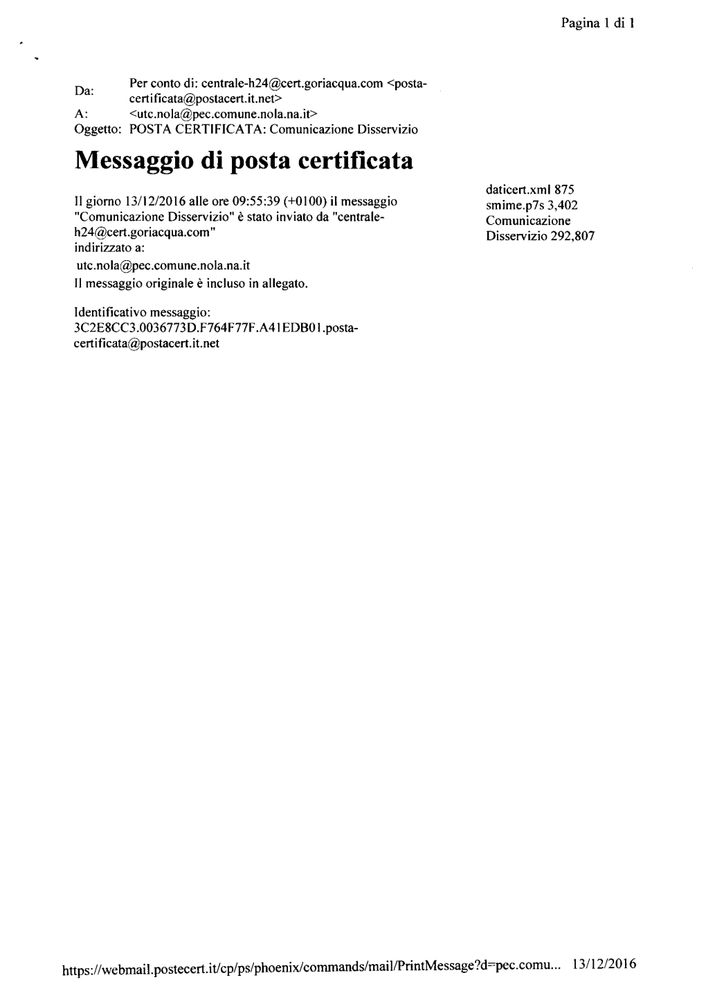 Messaggio Di Posta Certificata