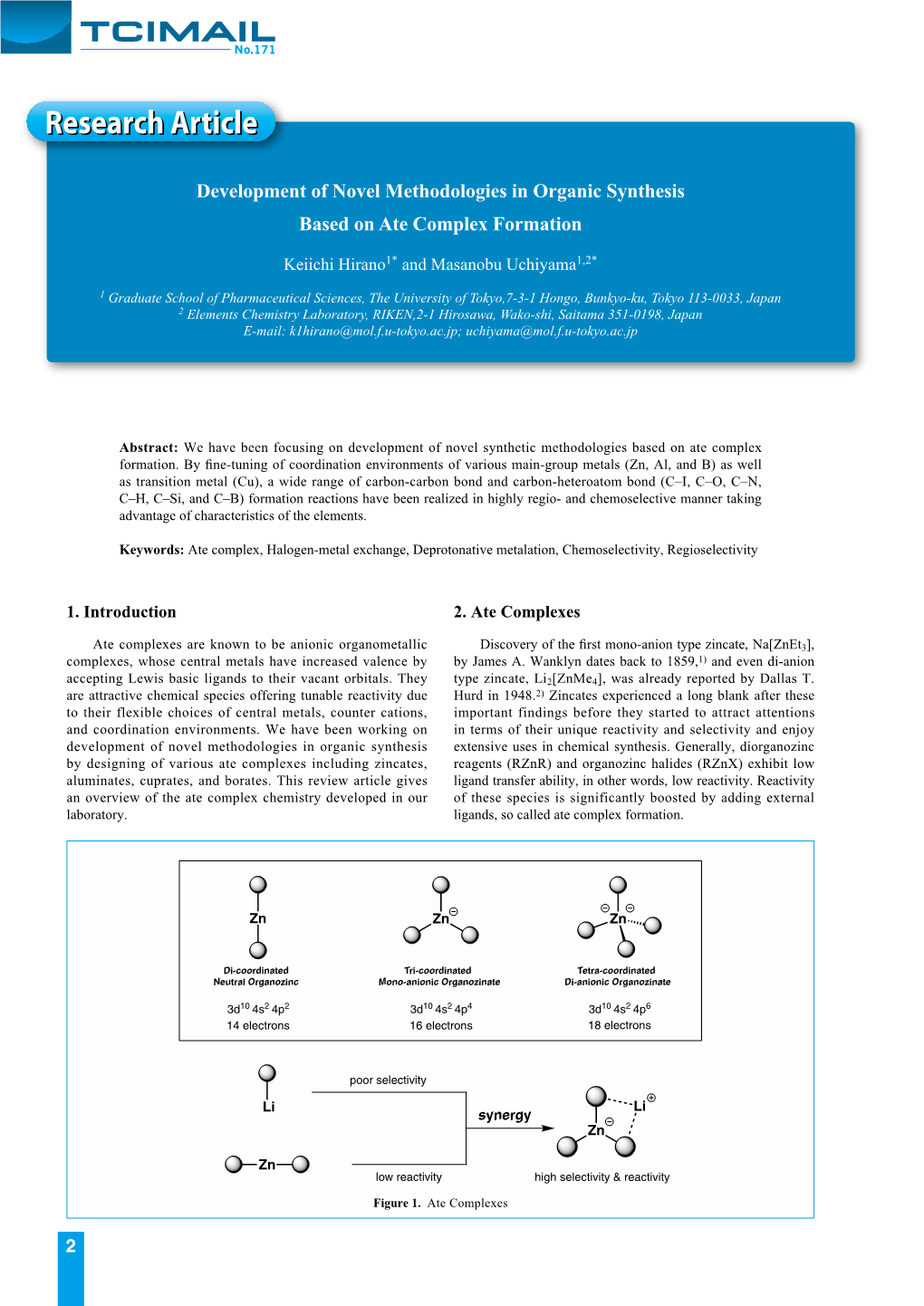 Development of Novel Methodologies in Organic Synthesis Based on Ate Complex Formation