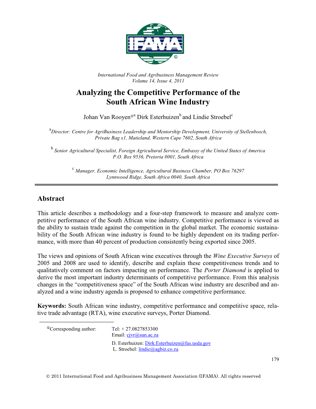 Analyzing the Competitive Performance of the South African Wine Industry