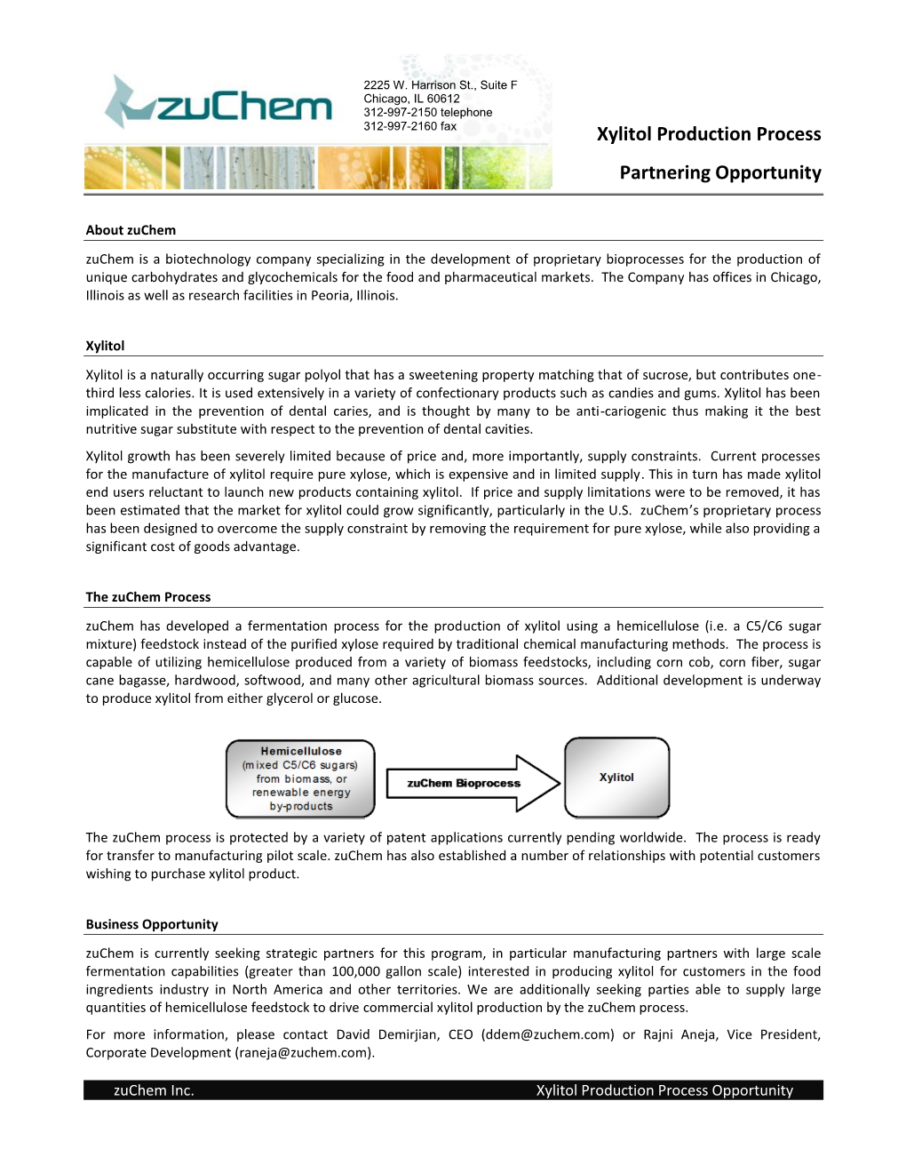 Xylitol Production Process Partnering Opportunity