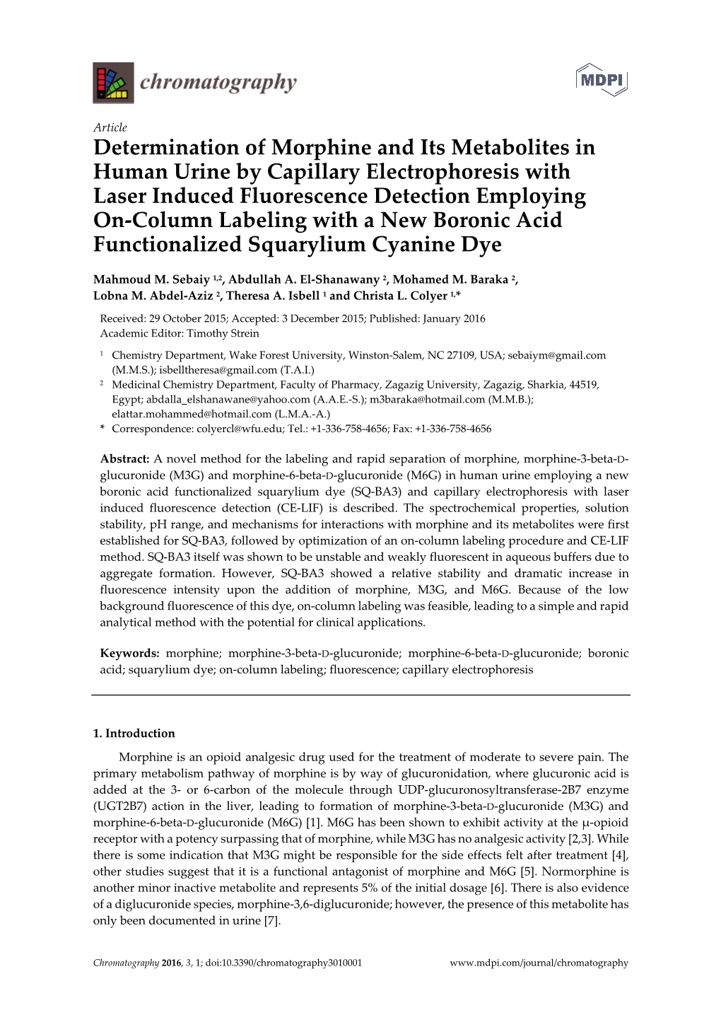 Determination of Morphine and Its Metabolites in Human Urine