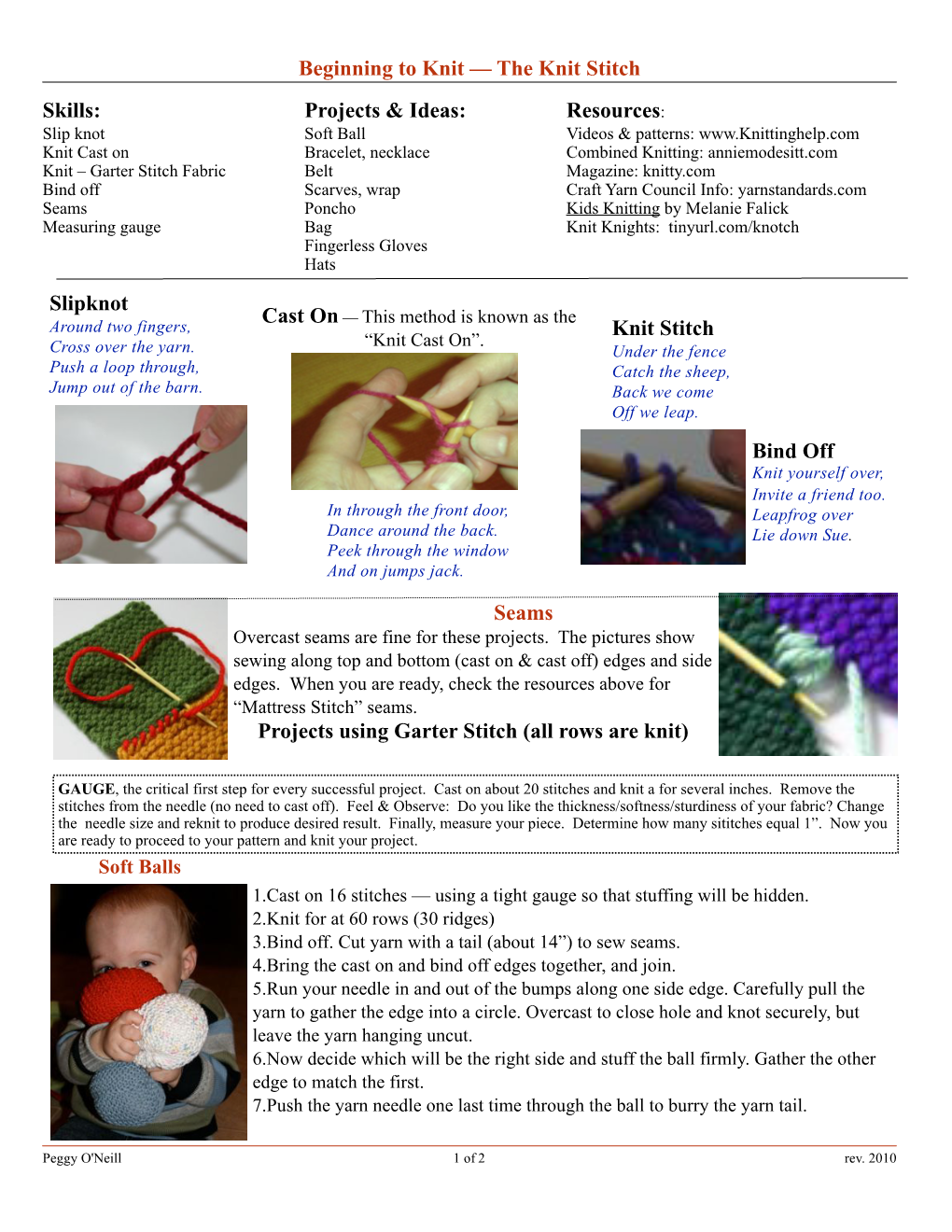 Beginning to Knit — the Knit Stitch