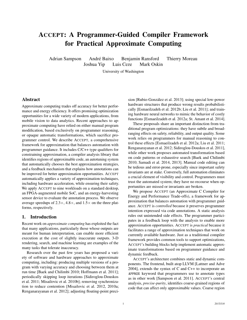 ACCEPT: a Programmer-Guided Compiler Framework for Practical Approximate Computing