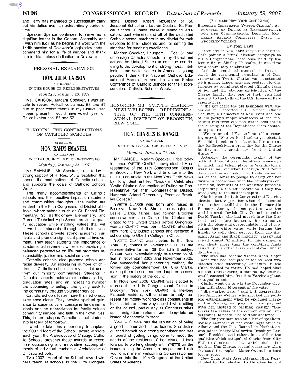 CONGRESSIONAL RECORD— Extensions of Remarks E196 HON