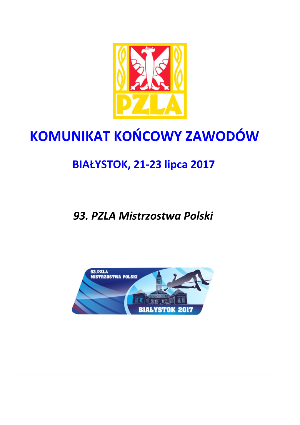 Komunikat Końcowy Zawodów