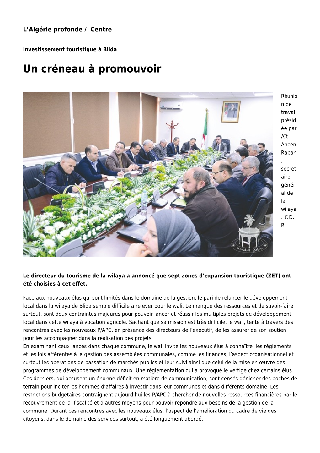 Un Créneau À Promouvoir: Toute L'actualité Sur Liberte-Algerie.Com