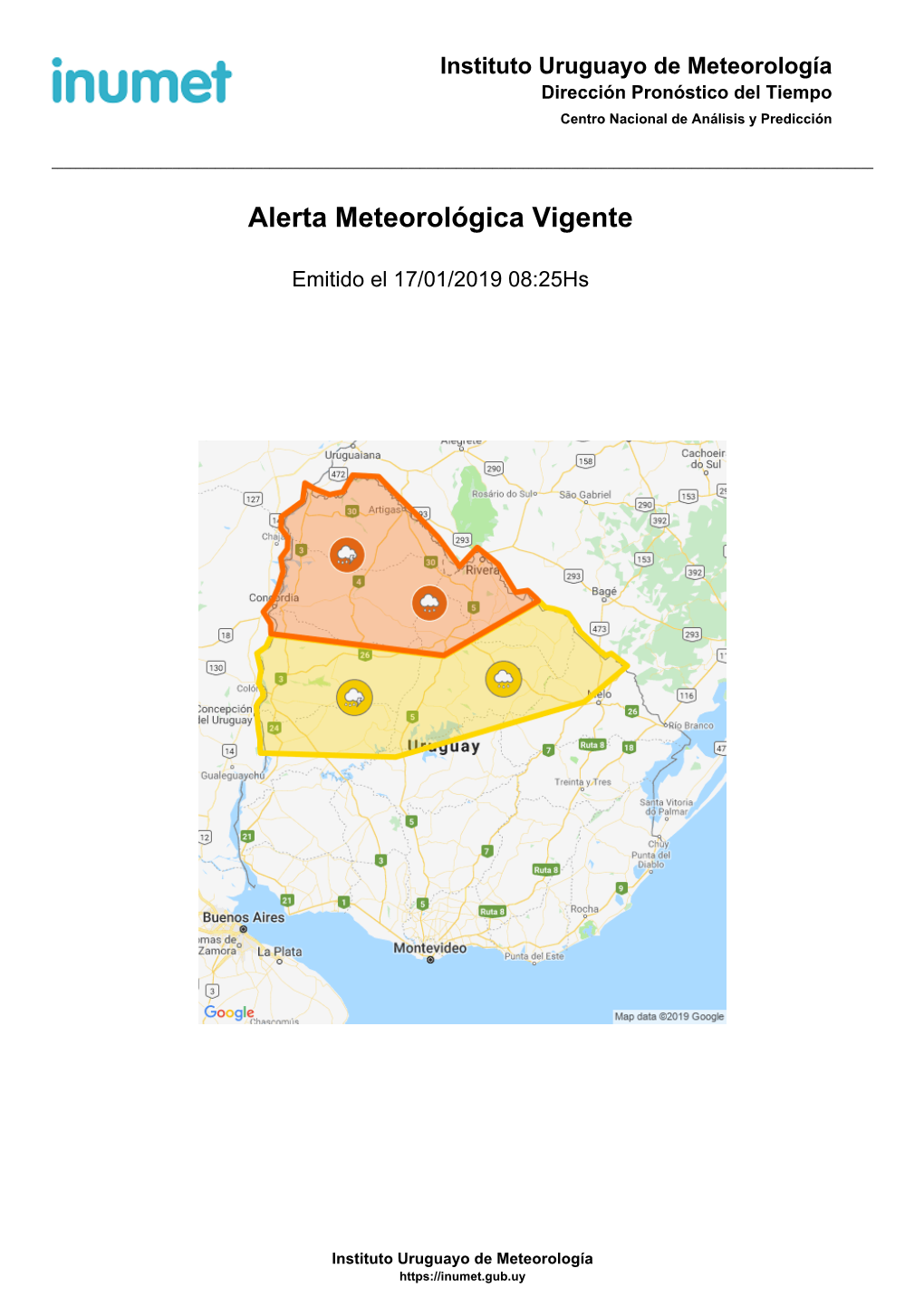 Alerta Meteorológica Vigente