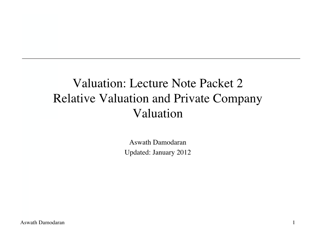 Lecture Note Packet 2 Relative Valuation and Private Company