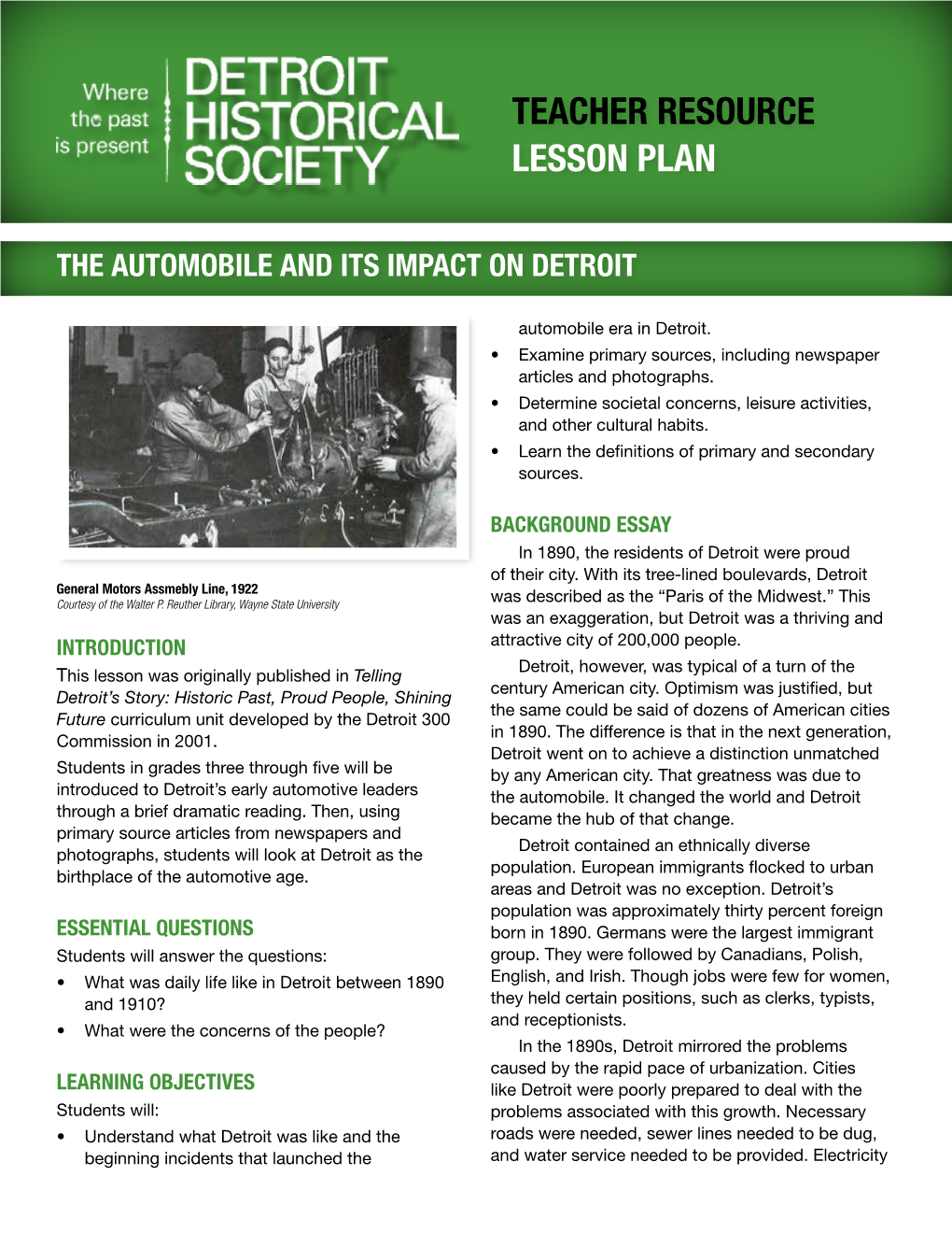 Teacher Resource Lesson Plan