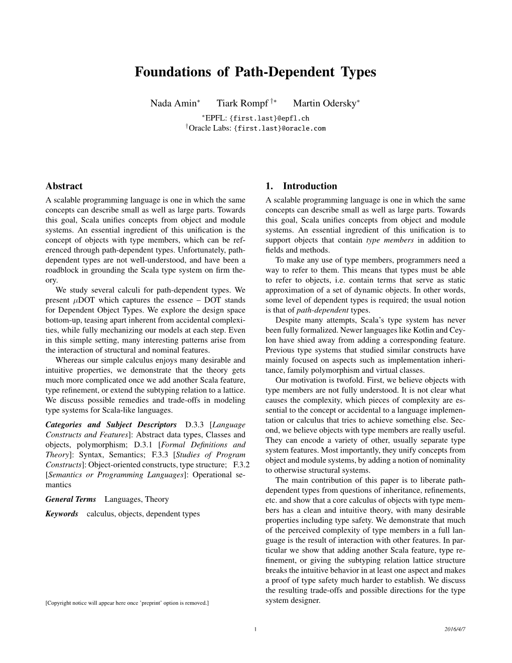 Foundations of Path-Dependent Types