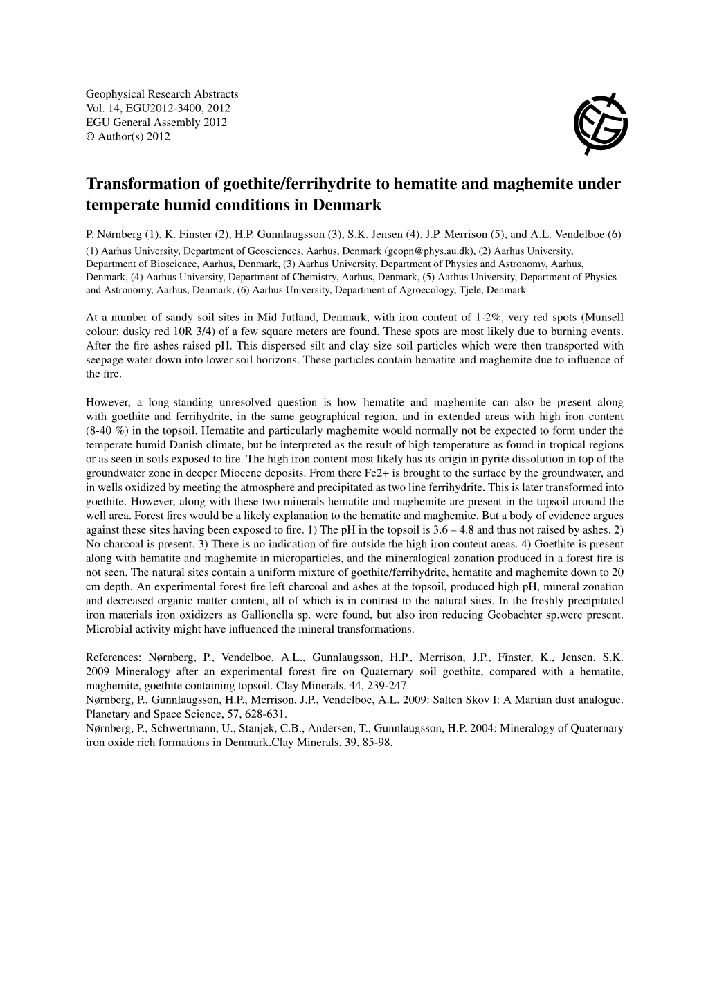 Transformation of Goethite/Ferrihydrite to Hematite and Maghemite Under Temperate Humid Conditions in Denmark